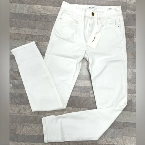 NWT Frame Denim Le Skinny De Jeanne Crop Jean In Blanc White Size: 25